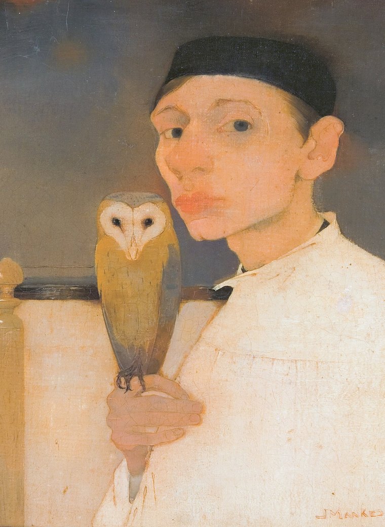 Jan Mankes, Zelfportret met uil, 1911